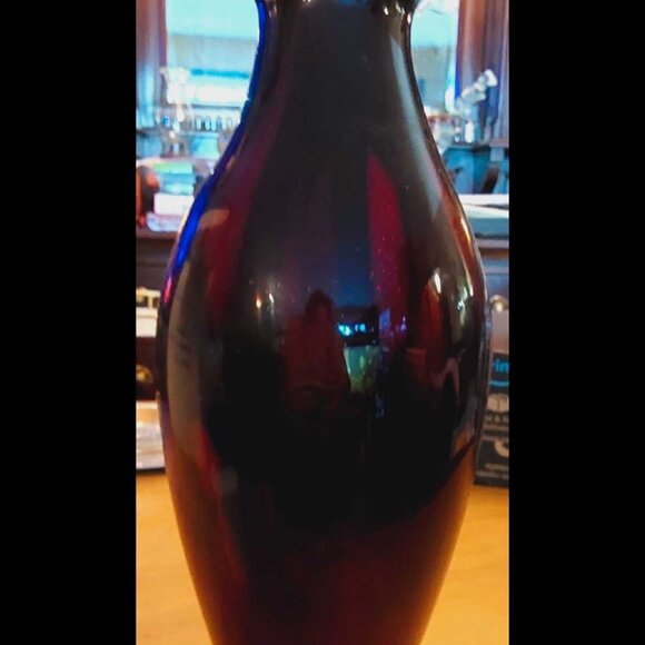 Sold. Burgundy Sparkly Decorative Vase - Picture 3 of 3